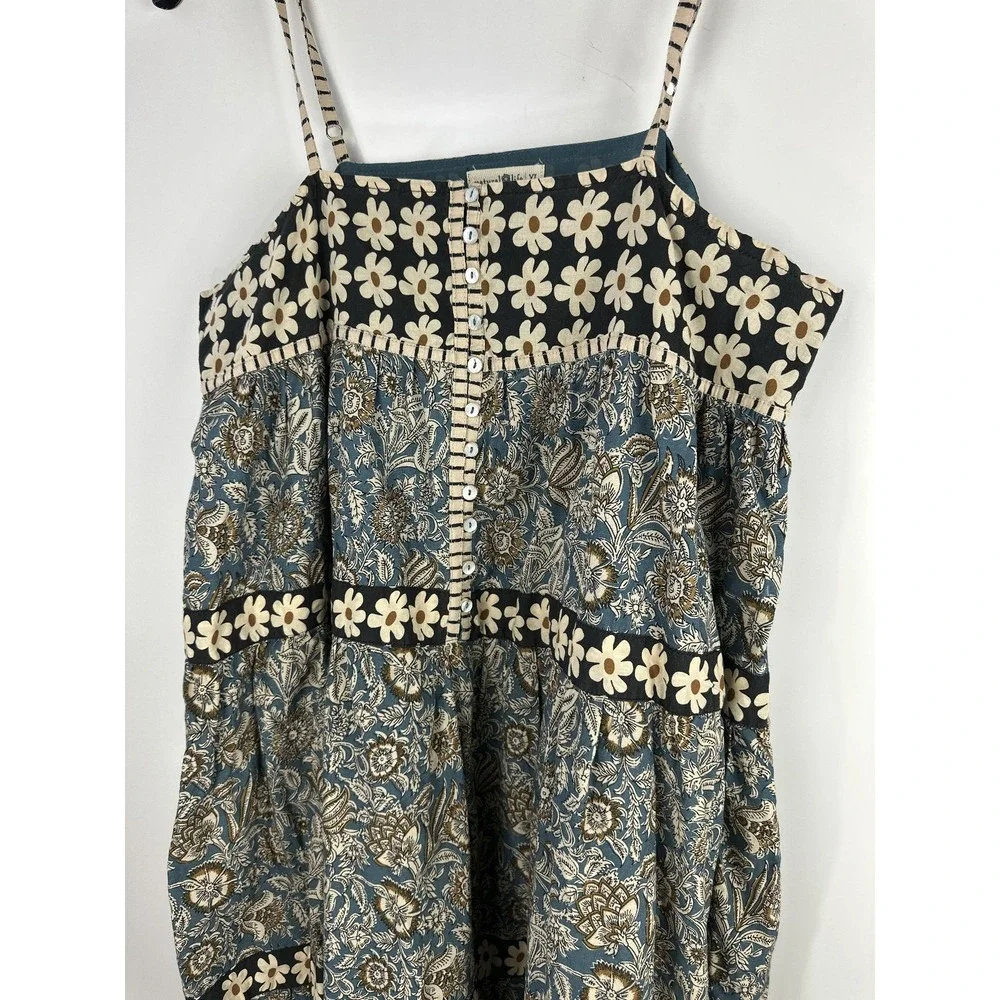 Natural Life Boho Floral Tiered Cotton Maxi Dress Button Front Midi Womens XL - Picture 3 of 14
